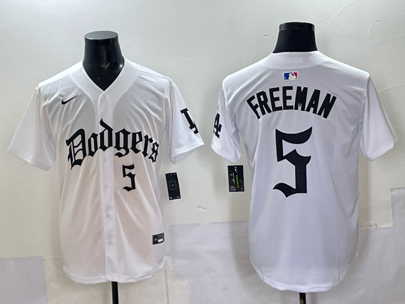 Men's Los Angeles Dodgers Freddie Freeman #5 White Team Player Game Jersey baseball jersey product view 1