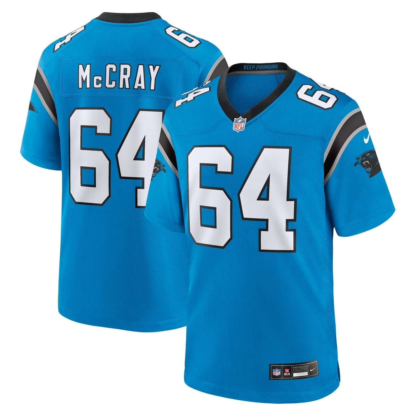 Justin McCray Carolina Panthers Nike Alternate Game Jersey - Blue football jersey product view 1