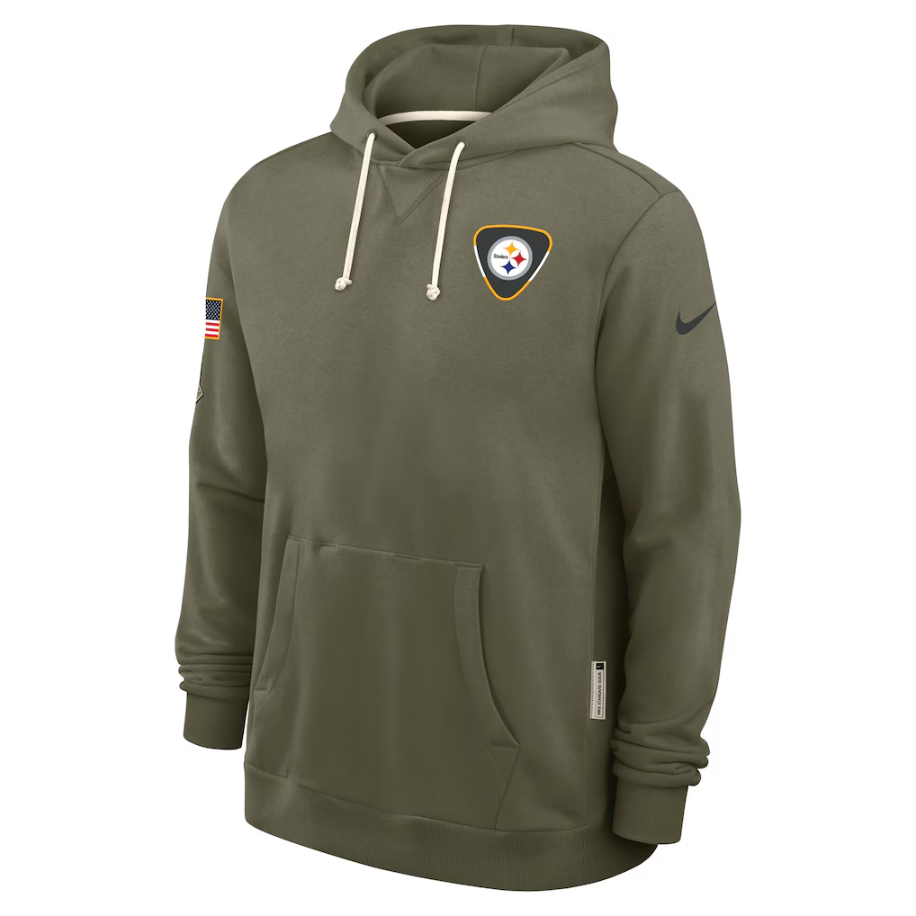 Men's Pittsburgh Steelers Nike Olive 2025 Salute to Service Sideline Standard Issue Dri-FIT Hoodie football jersey product view 1