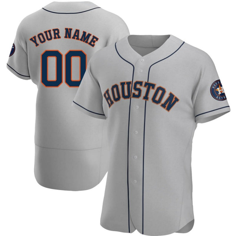 Custom Houston Astros Baseball Gray Jerseys Stitched Letter And Numbers Mesh for Men Women Youth Button Down Jersey baseball jersey product view 1