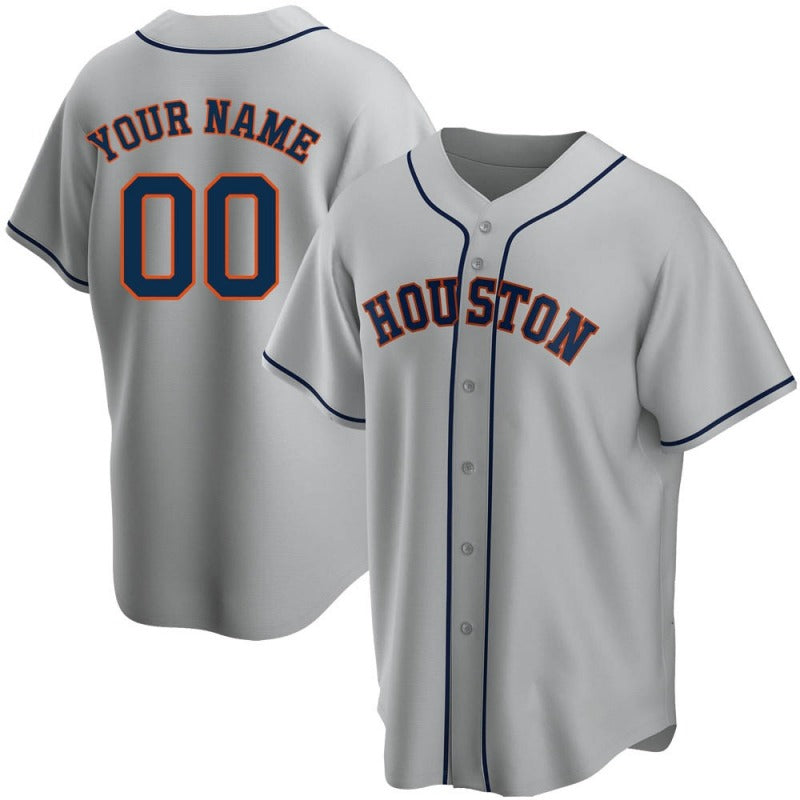 Custom Houston Astros Baseball Gray Jerseys Stitched Letter And Numbers Mesh for Men Women Youth Button Down Jersey baseball jersey product view 2