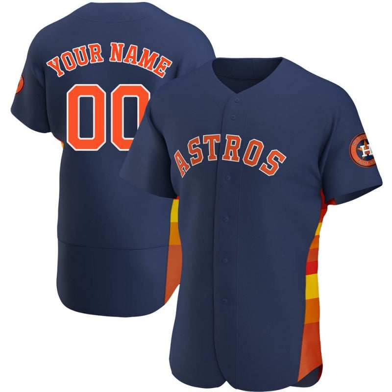 Custom Houston Astros Baseball Navy Jerseys Stitched Letter And Numbers Mesh for Men Women Youth Button Down Jersey baseball jersey product view 1