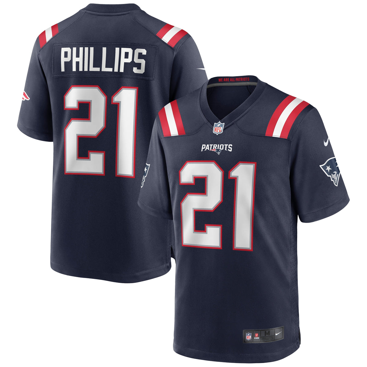 Adrian Phillips New England Patriots Nike Game Jersey - Navy football jersey product view 1