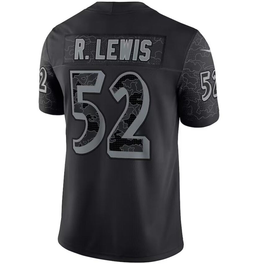 B.Ravens #52 Ray Lewis Player Black RFLCTV Limited Football Jerseys football jersey product view 1