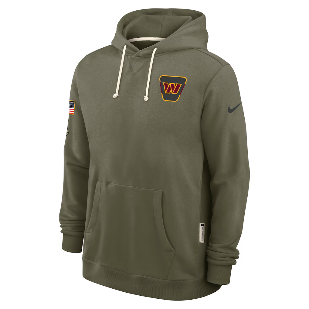 Men's Washington Commanders Nike Olive 2025 Salute to Service Sideline Standard Issue Dri-FIT Hoodie football jersey product view 1