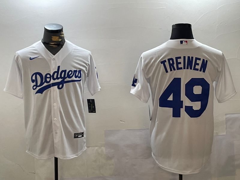 Men's Los Angeles Dodgers Blake Treinen #49 White Home Replica Player Jersey1 baseball jersey product view 1