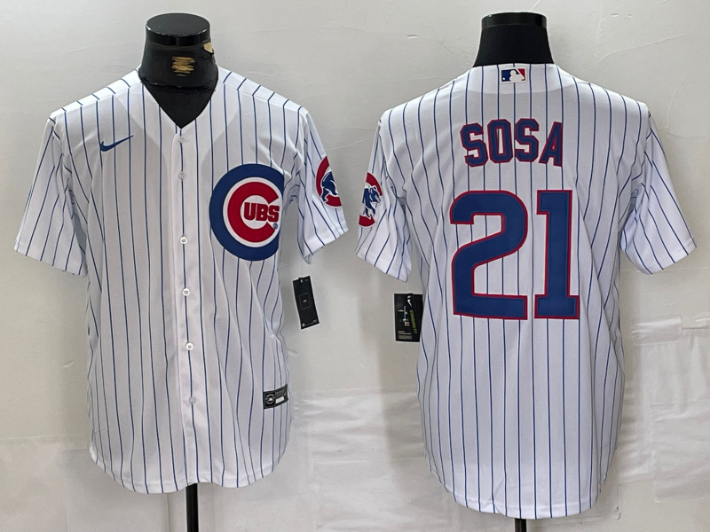 Men's Chicago Cubs Sammy Sosa #21 White Replica Baseball Jersey1 baseball jersey product view 1