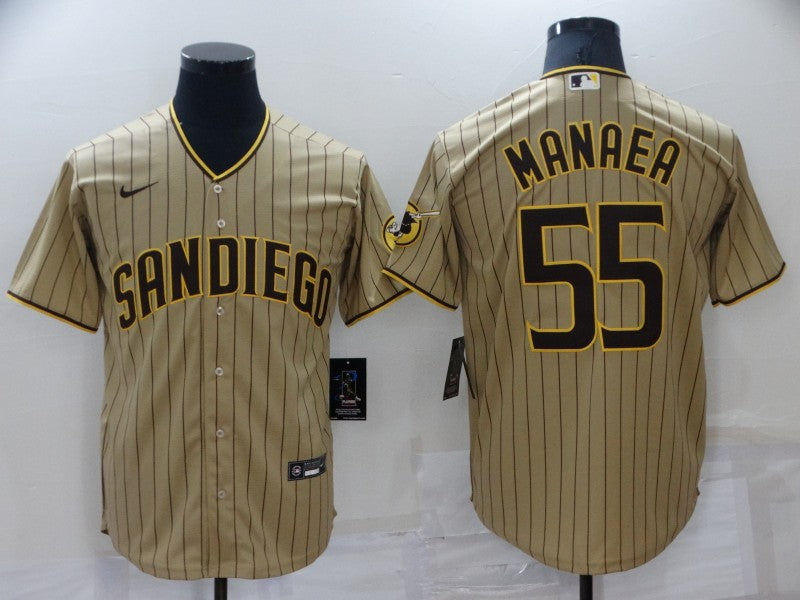 Men's San Diego Padres Sean Manaea #55 Khaki Stitched Jersey1 baseball jersey product view 1