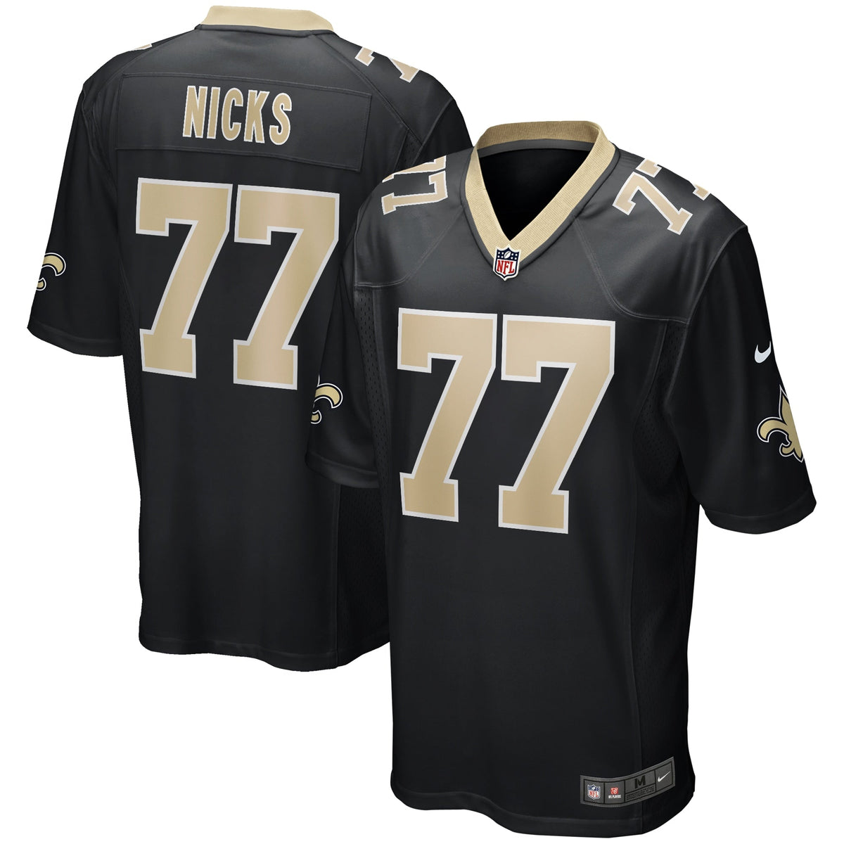 Carl Nicks New Orleans Saints Nike Game Retired Jersey - Black football jersey product view 1