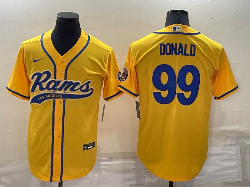 Men's Los Angeles Rams Aaron Donald #99 Yellow Game Jersey1 Joint Edition football jersey product view 1