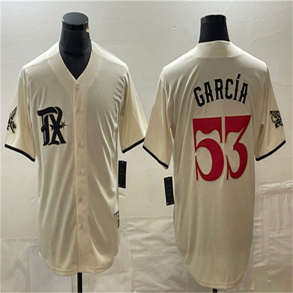 Los Angeles Dodgers #53 Adolis Garc¨ªa Cream Home Authentic Patch Jersey Baseball Jerseys baseball jersey product view 1