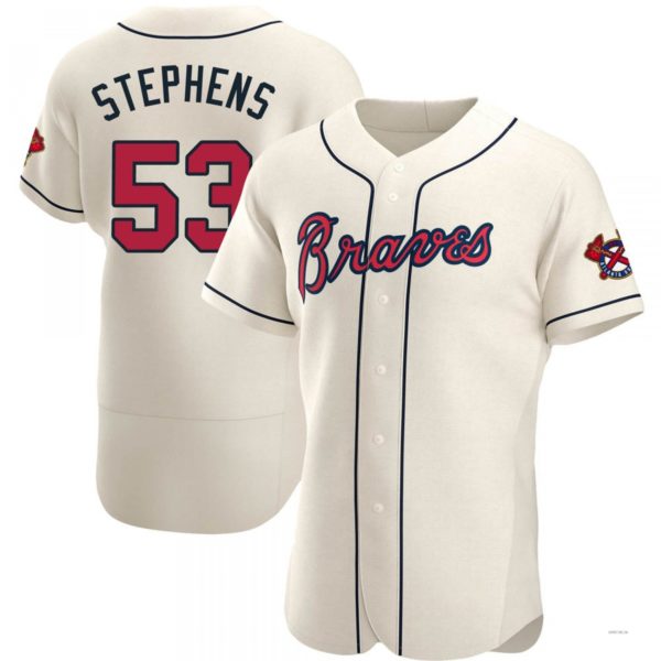 Atlanta Braves #53 Jackson Stephens Cream Alternate Jersey Stitches Baseball Jerseys baseball jersey product view 1