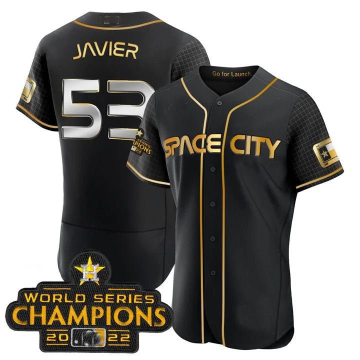 Houston Astros #53 CRISTIAN JAVIER 2023 SPACE CITY CHAMPIONS FLEX JERSEY ¨C BLACK ALL STITCHEDBaseball Jerseys baseball jersey product view 1