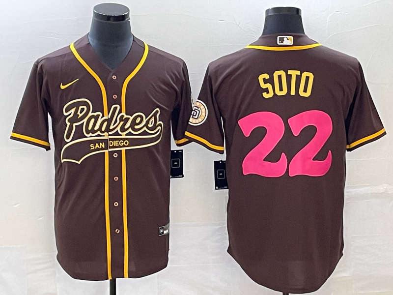 Men's San Diego Padres Juan Soto #22 Brown Replica Player Jersey Joint Edition baseball jersey product view 1
