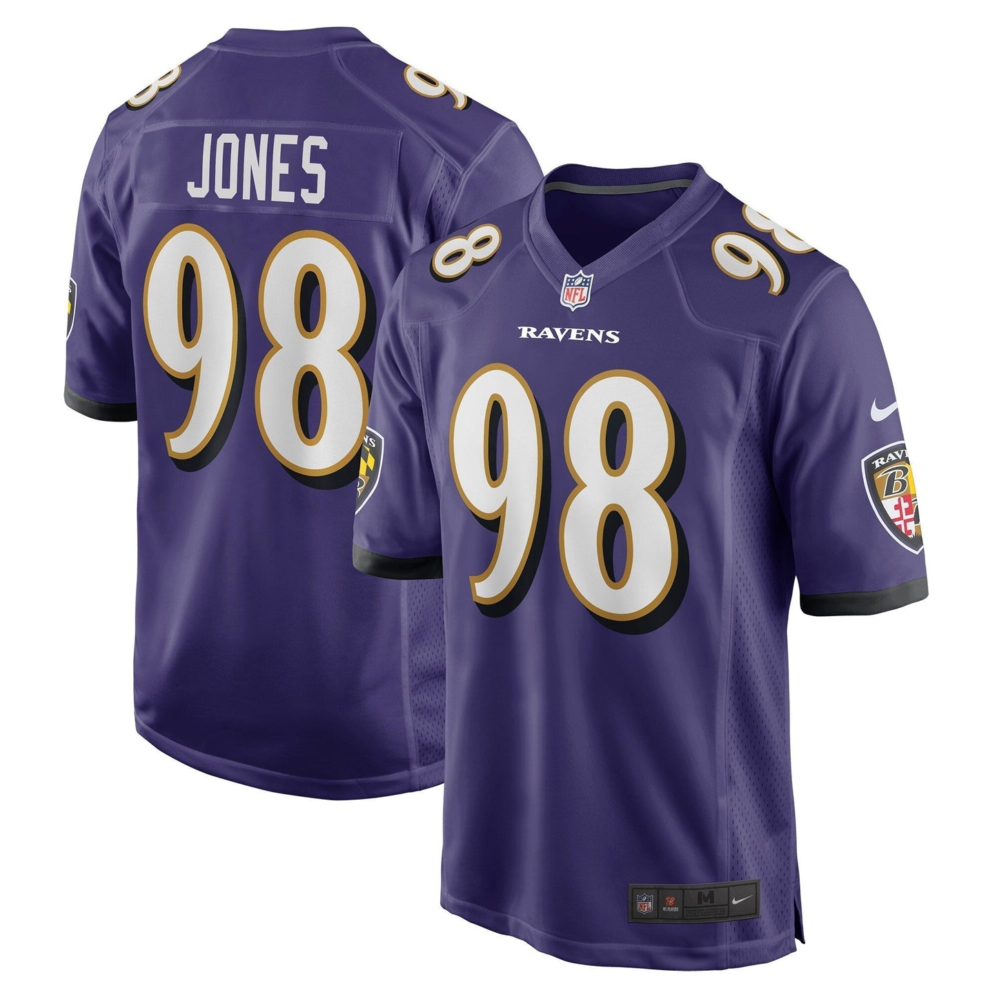 Travis Jones Baltimore Ravens Nike Game Jersey - Purple football jersey product view 1