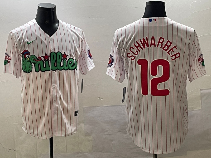 Men's Philadelphia Phillies Kyle Schwarber #12 White Replica Team Jersey1 baseball jersey product view 1