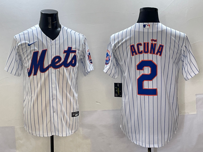 Men's New York Mets Luisangel Acuna #2 White Home Replica Player Jersey baseball jersey product view 1