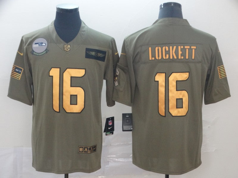 Men's Seattle Seahawks Tyler Lockett #16 Brown Game Jersey football jersey product view 1