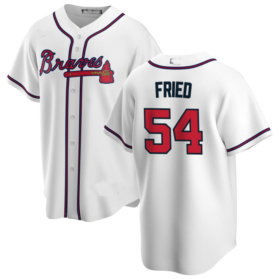 Atlanta Braves #54 Max Fried White Alternate Authentic Player Jersey Stitches Baseball Jerseys baseball jersey product view 1
