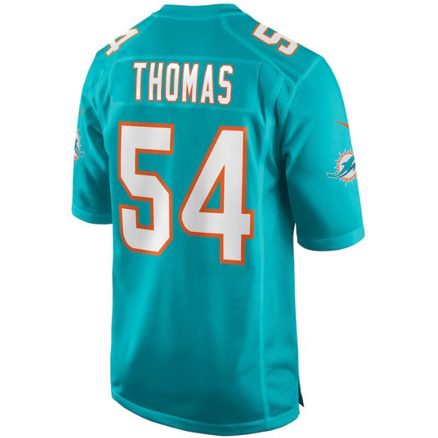 #54 Zach Thomas Player M.Dolphins Aqua Game Football Jerseys football jersey product view 1