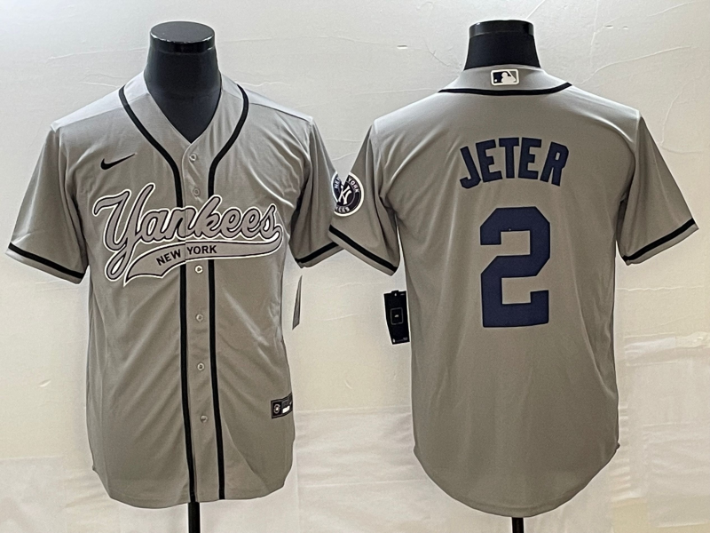 Men's New York Yankees Derek Jeter #2 Gray Player Jersey1 Joint Edition baseball jersey product view 1