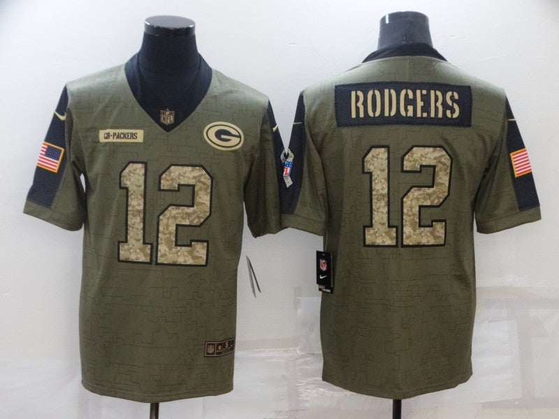 Men's Green Bay Packers Aaron Rodgers #12 Brown Game Jersey1 football jersey product view 1