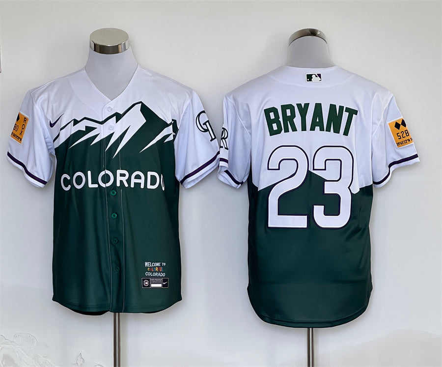 Men's Colorado Rockies Kris Bryant #23 Green City Connect Replica Player Jersey basketball jersey product view 1