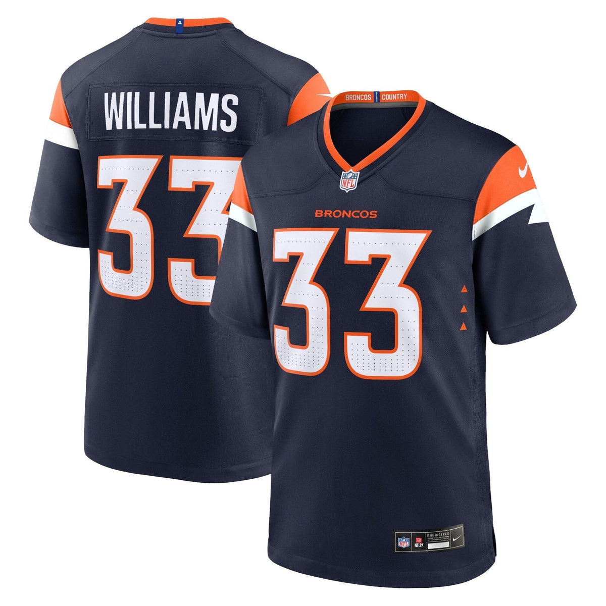 Javonte Williams Denver Broncos Nike Mile High Collection Alternate Game Jersey - Navy football jersey product view 1