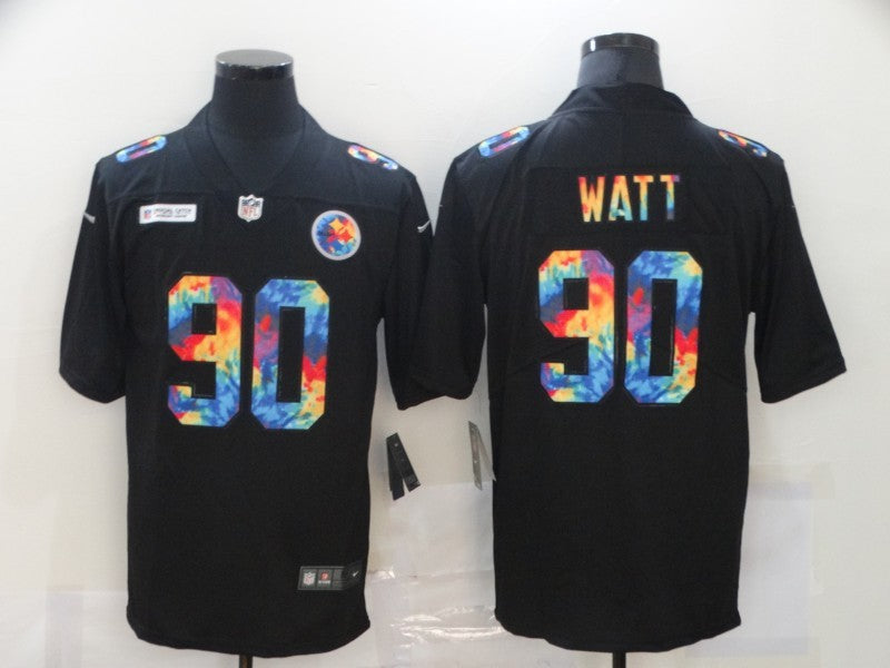 Men's Pittsburgh Steelers #90 T.J. Watt Black Game Player Jersey1 football jersey product view 1