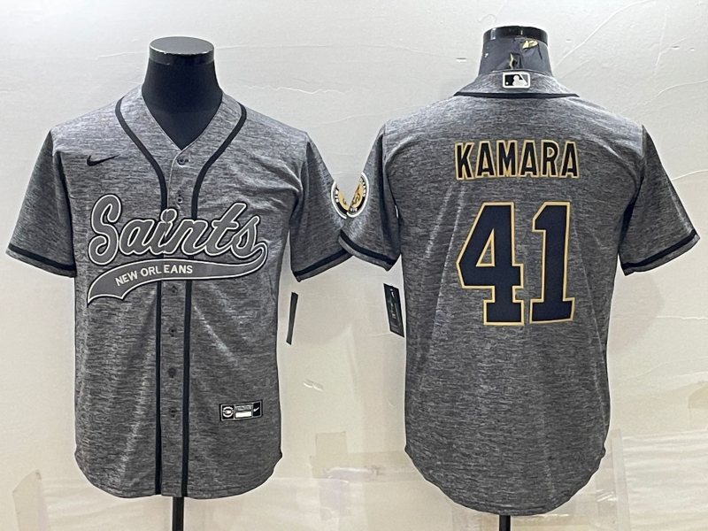 Men's New Orleans Saints Alvin Kamara #41 Gray Game Jersey1 Joint Edition football jersey product view 1