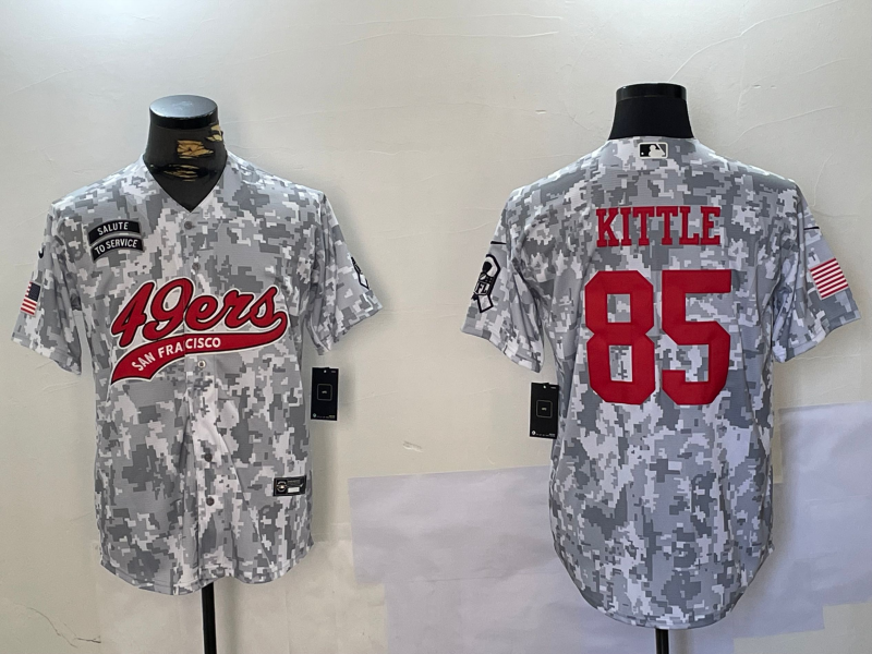Men's San Francisco 49ers George Kittle #85 Arctic Camo Salute to Service Limited Jersey1 football jersey product view 1