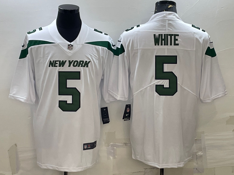 Men's New York Jets Mike White #5 White Game Jersey1 football jersey product view 1