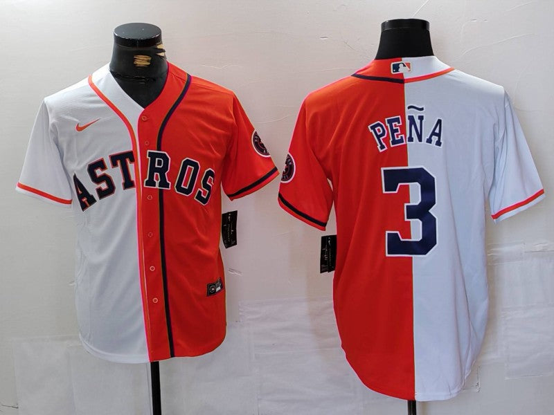 Men's Houston Astros Jeremy Pena #3 White/Orange Limited Player Jersey1 baseball jersey product view 1
