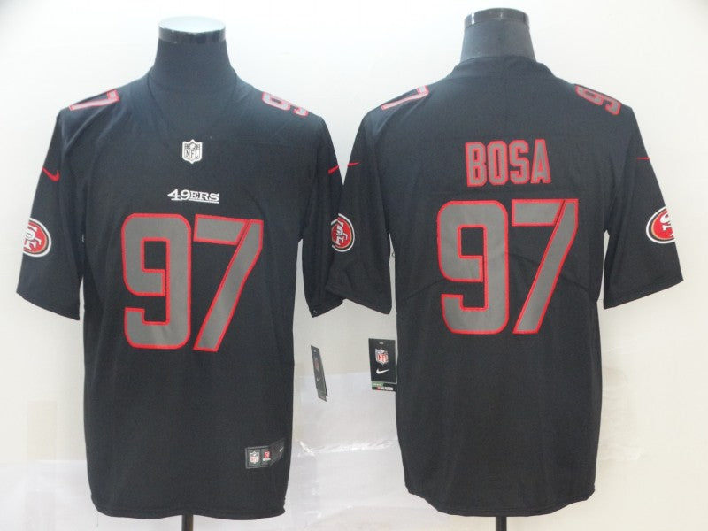 Men's San Francisco 49ers Nick Bosa #97 Black Team Game Jersey1 football jersey product view 1