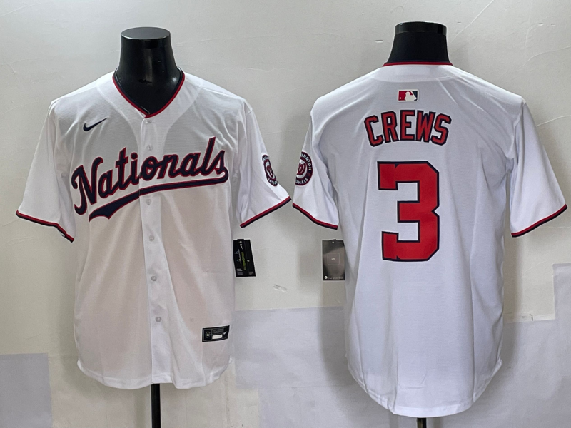 Men's Washington Nationals Dylan Crews #3 White Home Limited Player Jersey baseball jersey product view 1