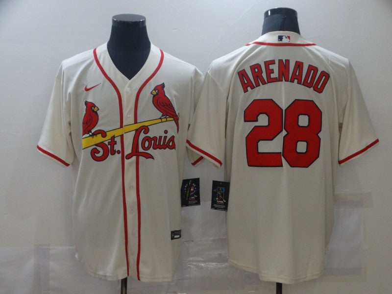 Men's St. Louis Cardinals Nolan Arenado #28 Beige Replica Baseball Jersey baseball jersey product view 1