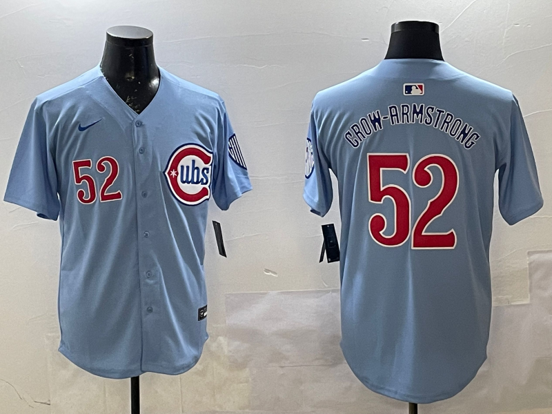 Men's Chicago Cubs Pete Crow-Armstrong #52 Baby Blue 2nd Alternate Limited Player Jersey1 baseball jersey product view 1