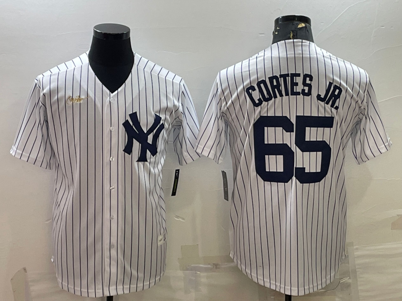 Men's New York Yankees Nestor Cortes Jr. #65 White Home Cooperstown Collection Player Jersey1 baseball jersey product view 1