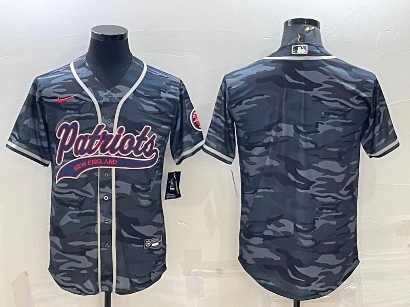 Men's New England Patriots Grey Camouflage Blank Jersey1 football jersey product view 1