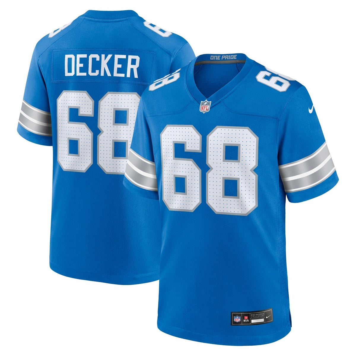 Taylor Decker Detroit Lions Nike Team Game Jersey - Blue football jersey product view 1