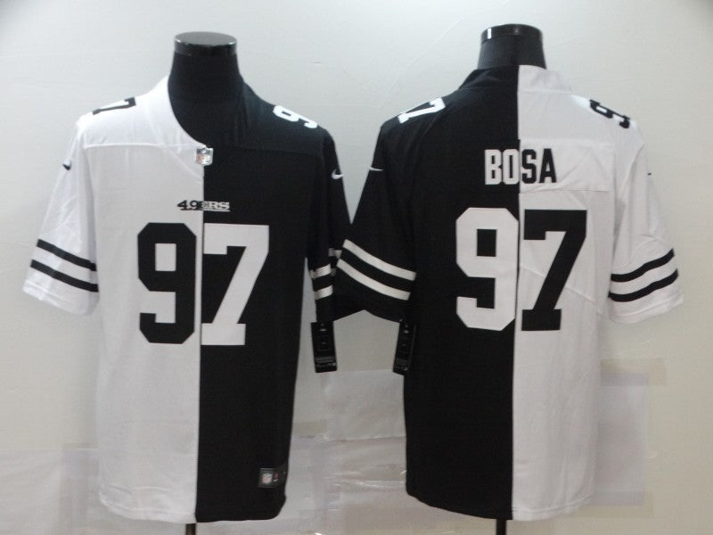 Men's San Francisco 49ers Nick Bosa #97 Black/White Game Jersey1 football jersey product view 1