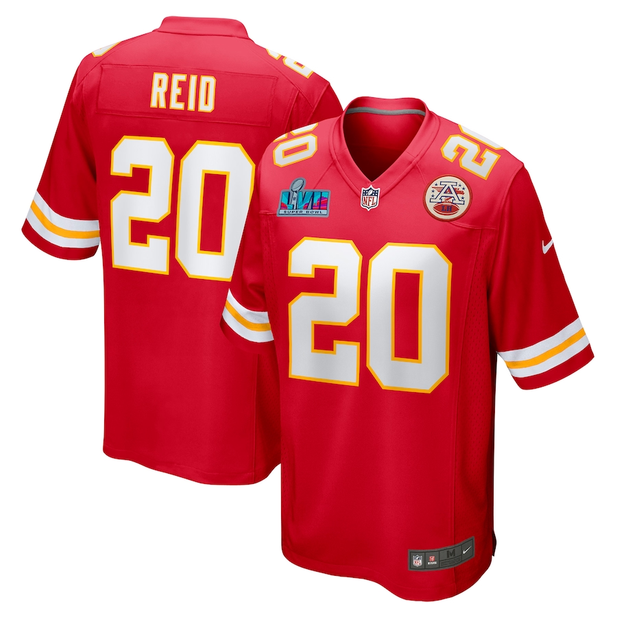 Men's Kansas City Chiefs Justin Reid #20 Red Super Bowl LVII Patch Game Jersey1 football jersey product view 1