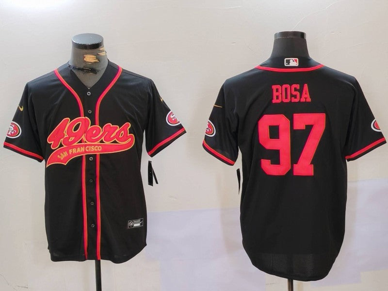 Men's San Francisco 49ers Nick Bosa #97 Black Replica Player Jersey1 football jersey product view 1