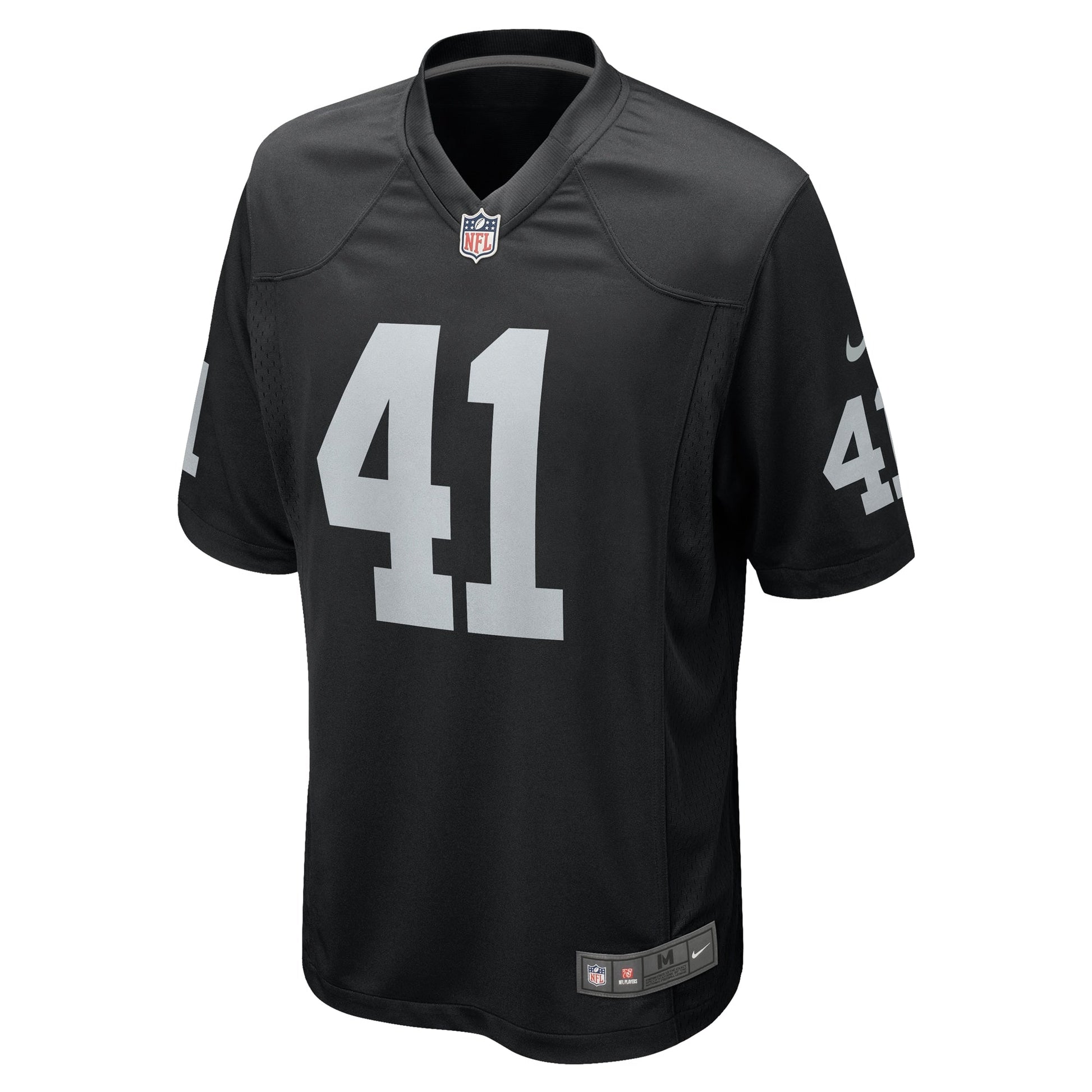 Robert Spillane Las Vegas Raiders Nike Game Jersey - Black football jersey product view 2