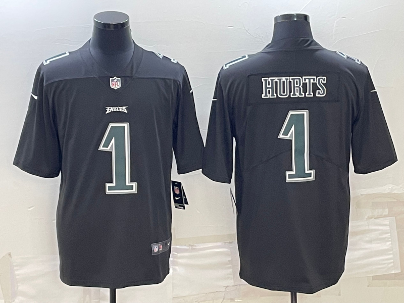 Men's Philadelphia Eagles Jalen Hurts #1 Black Player Jersey1 football jersey product view 1