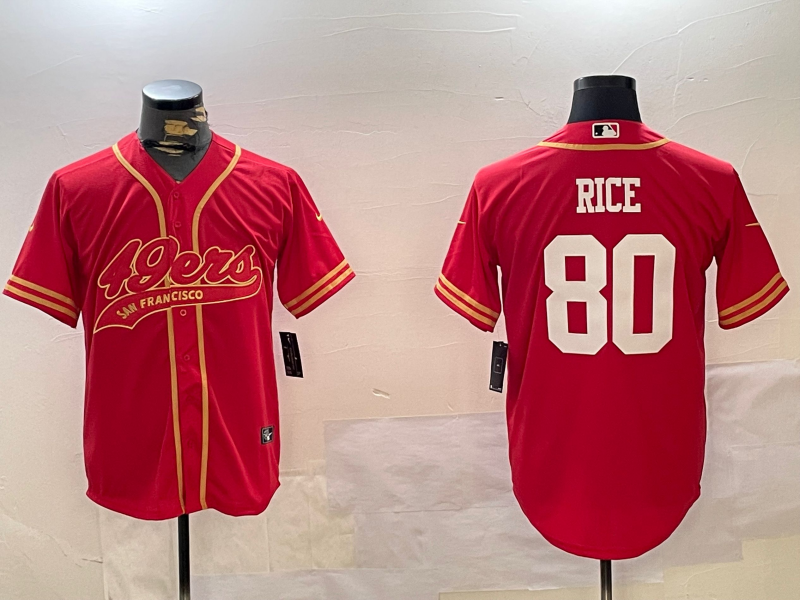 Men's San Francisco 49ers Jerry Rice #80 Scarlet Team Game Jersey1 football jersey product view 1