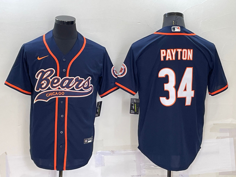 Men's Chicago Bears Walter Payton #34 Navy Game Jersey1 Joint Edition football jersey product view 1