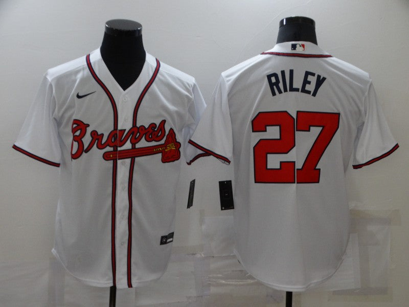 Men's Atlanta Braves Austin Riley #27 White Replica Player Jersey1 baseball jersey product view 1