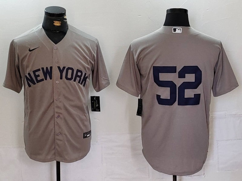 Men's New York Yankees CC Sabathia #52 Gray Replica Player Jersey1 baseball jersey product view 1
