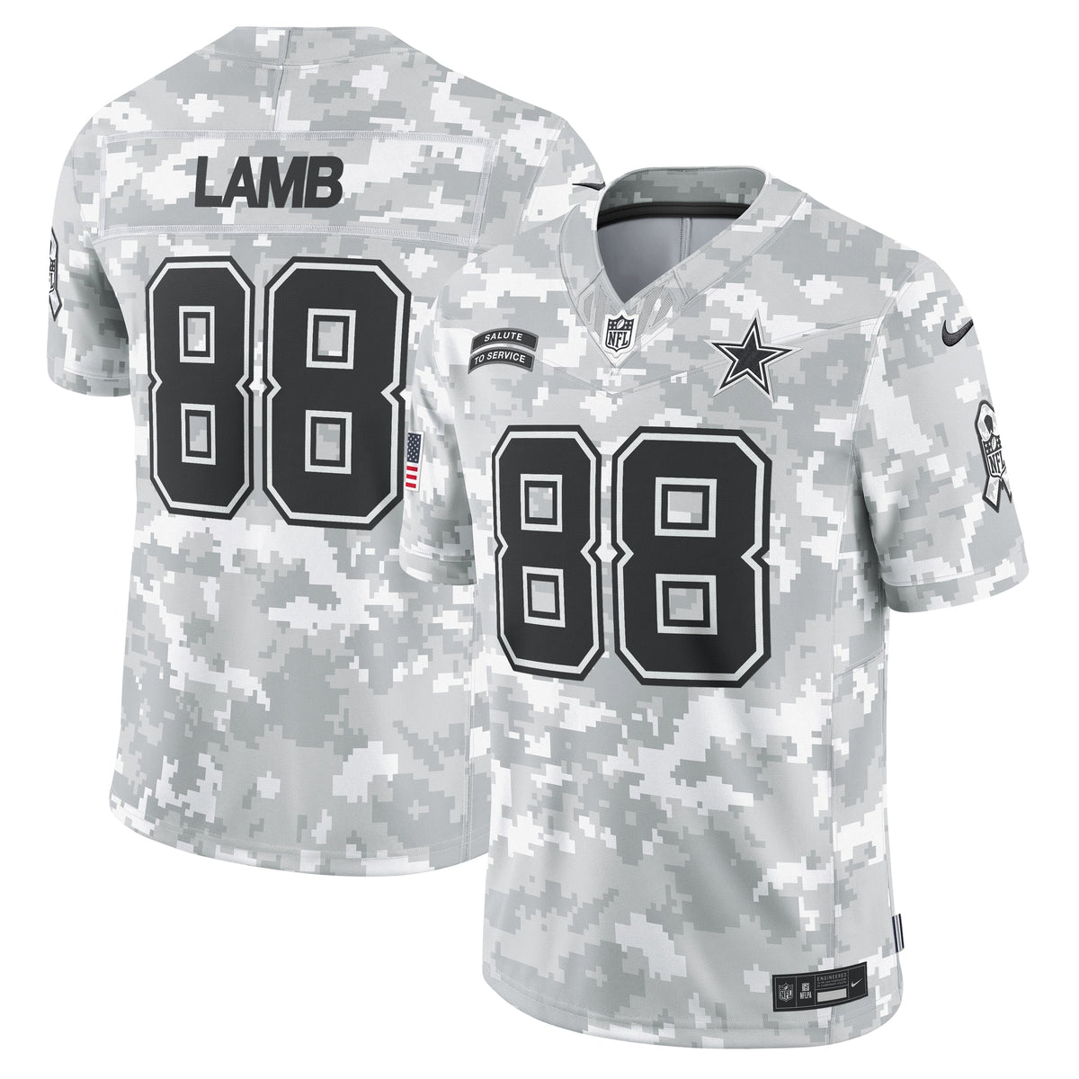 CeeDee Lamb Dallas Cowboys Nike 2024 Salute to Service Limited Jersey - Arctic Camo football jersey product view 1
